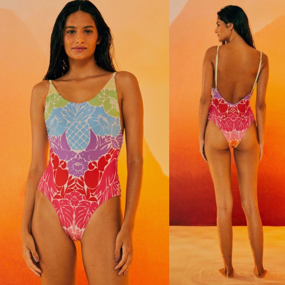 Farm Rio tropical graphic one piece swimsuit